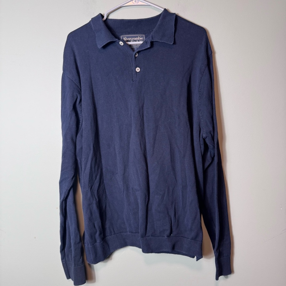 Abercrombie & Fitch Men’s Long Sleeve Navy Henley Sweater XXL 100% Cotton